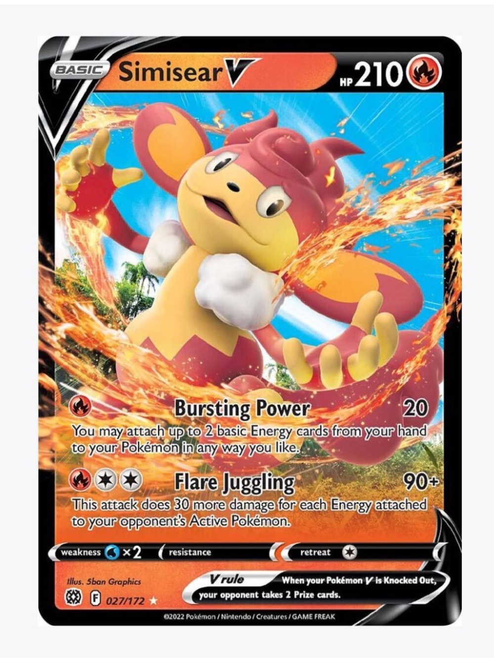Simisear V SWSH09: Brilliant Stars Pokemon Trading Card